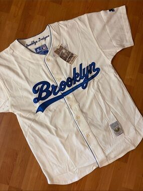 STARTER White and Royal Blue "Brooklyn" Baseball Jersey